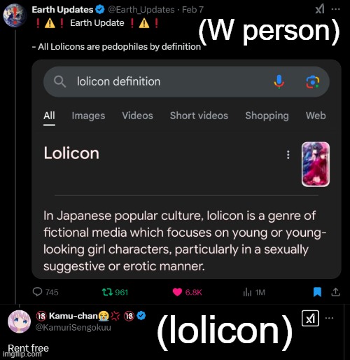 (W person); (lolicon) | made w/ Imgflip meme maker