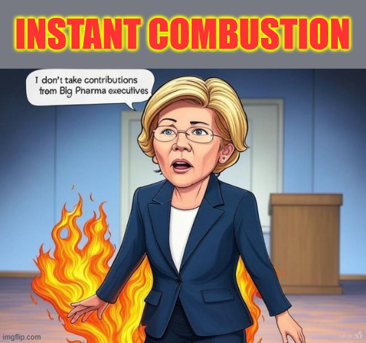 Instant Combustion | INSTANT COMBUSTION | image tagged in crispy,liar liar pants on fire,elizabeth warren,caught in another lie | made w/ Imgflip meme maker