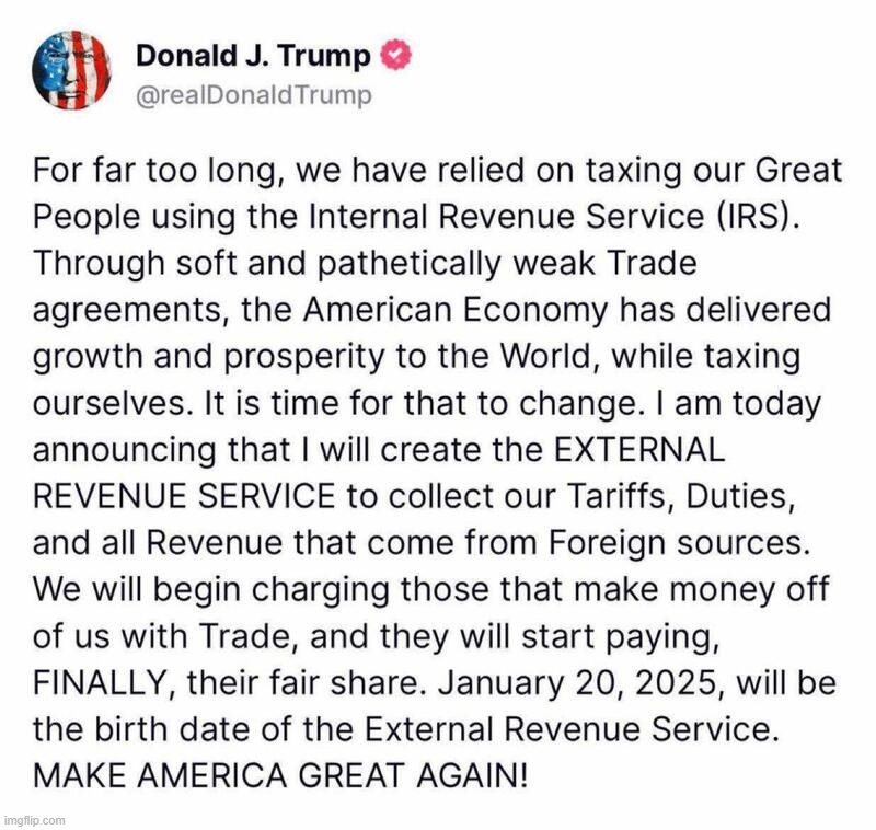 Best government program I've seen in my lifetime. | image tagged in external revenue service,donald trump approves | made w/ Imgflip meme maker