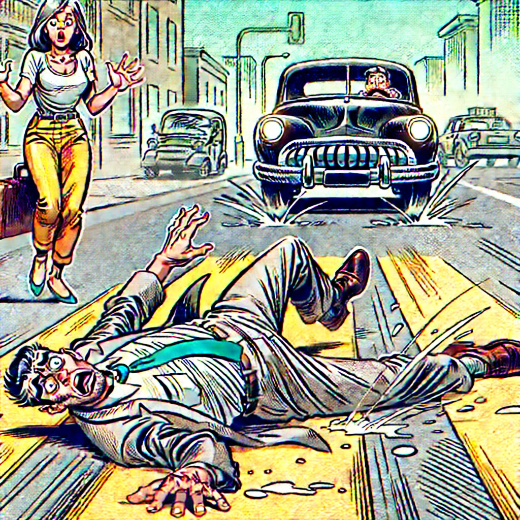 Man in road Blank Meme Template
