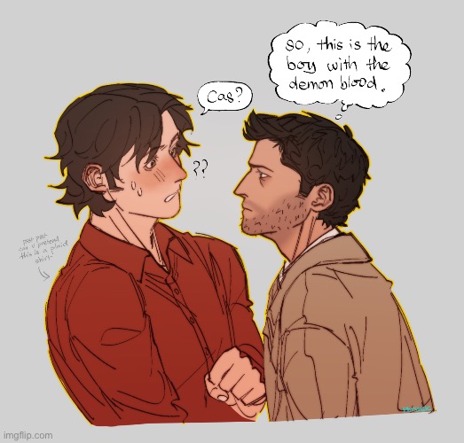 Cutes | image tagged in i ship,sastiel,sam winchester,castiel,supernatural,would actually happen | made w/ Imgflip meme maker