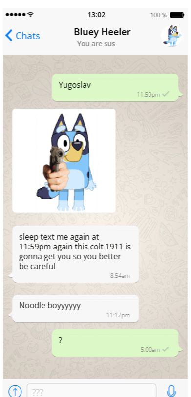 Sleep texting Bluey Heeler Blank Meme Template