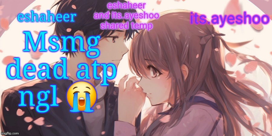 eshaheer and its.ayeshoo shared template | Msmg dead atp ngl 😭 | image tagged in eshaheer and its ayeshoo shared template | made w/ Imgflip meme maker