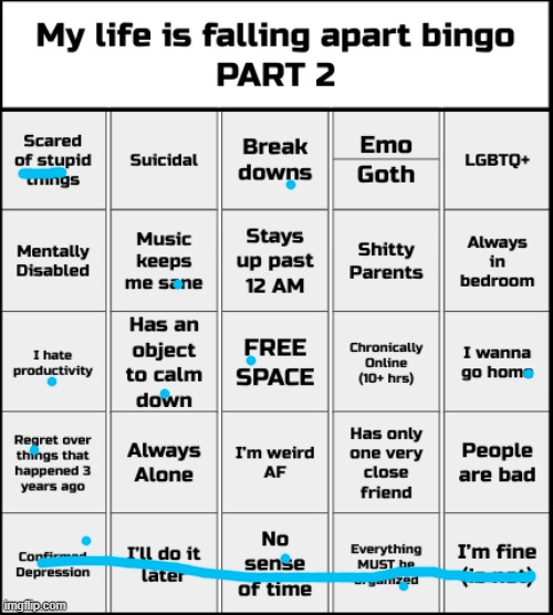 oh a bingo | image tagged in my life is falling apart bingo part 2 | made w/ Imgflip meme maker