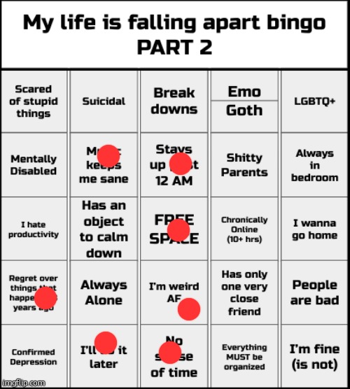 My life is falling apart bingo Part 2 | image tagged in my life is falling apart bingo part 2 | made w/ Imgflip meme maker
