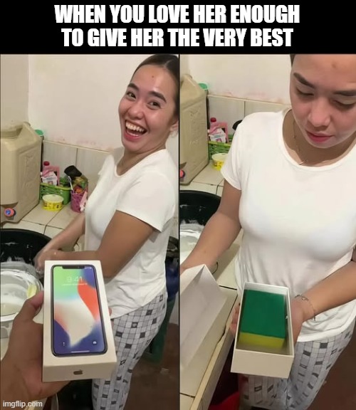 Wife Gift | WHEN YOU LOVE HER ENOUGH TO GIVE HER THE VERY BEST | image tagged in dark humor | made w/ Imgflip meme maker