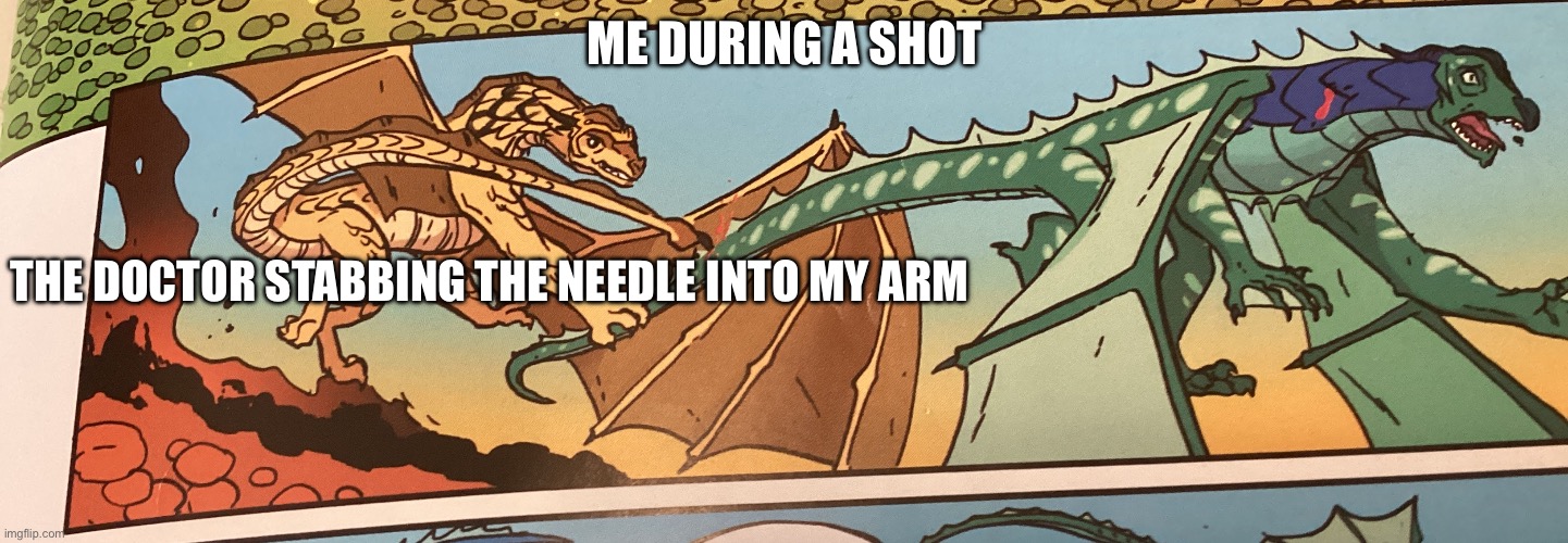 Gulp | ME DURING A SHOT; THE DOCTOR STABBING THE NEEDLE INTO MY ARM | image tagged in wings of fire | made w/ Imgflip meme maker