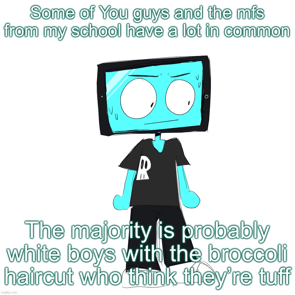 IcyXD concerned | Some of You guys and the mfs from my school have a lot in common; The majority is probably white boys with the broccoli haircut who think they’re tuff | image tagged in icyxd concerned | made w/ Imgflip meme maker