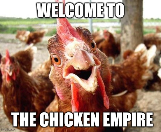 Chicken | WELCOME TO; THE CHICKEN EMPIRE | image tagged in chicken | made w/ Imgflip meme maker