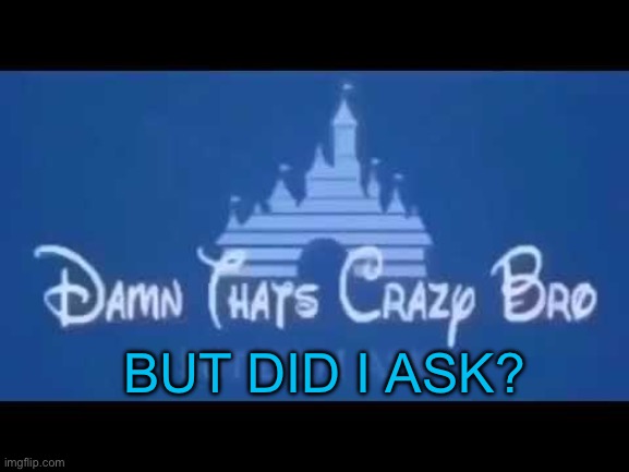 BUT DID I ASK? | image tagged in damn that's crazy bro but did i ask | made w/ Imgflip meme maker