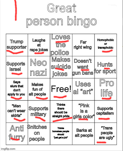 BINGOOOO | image tagged in great person bingo,bingo,great person,funny | made w/ Imgflip meme maker