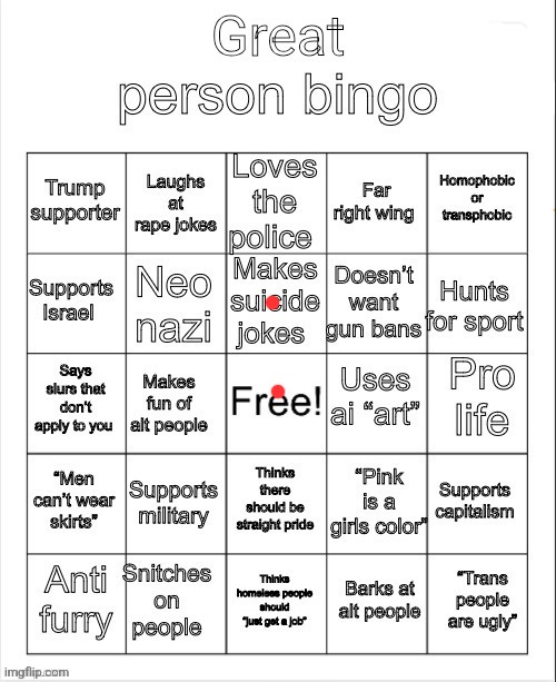 do i count | image tagged in great person bingo | made w/ Imgflip meme maker