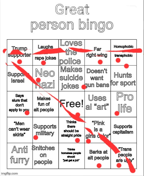 great person bingo | image tagged in great person bingo | made w/ Imgflip meme maker