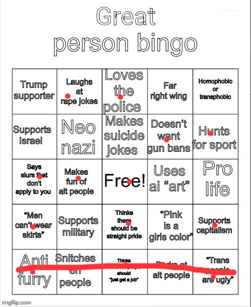 harg | image tagged in great person bingo | made w/ Imgflip meme maker