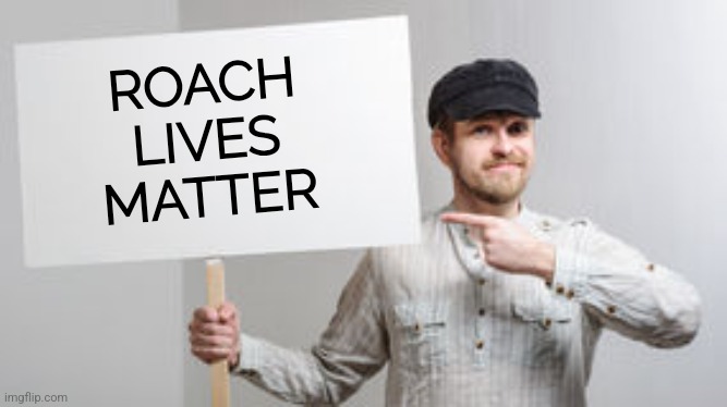 Protest Sign Meme | ROACH
LIVES
MATTER | image tagged in protest sign meme | made w/ Imgflip meme maker