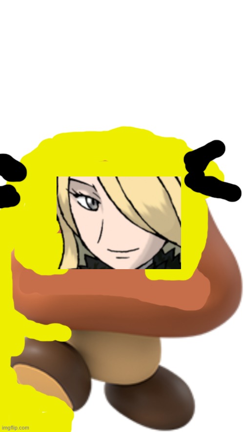 Goomba Cynthia.mp3 | image tagged in blank white template,goomba | made w/ Imgflip meme maker