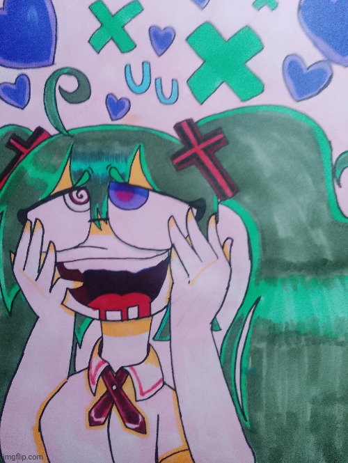 I'll be drawing a bit more random stuff for a bit since I'm sick and school sucks | image tagged in hatsune miku,miku,rotten,girl | made w/ Imgflip meme maker