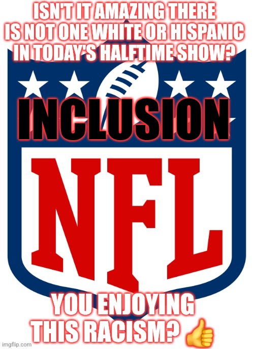 NFl halftime racisim Blank Meme Template