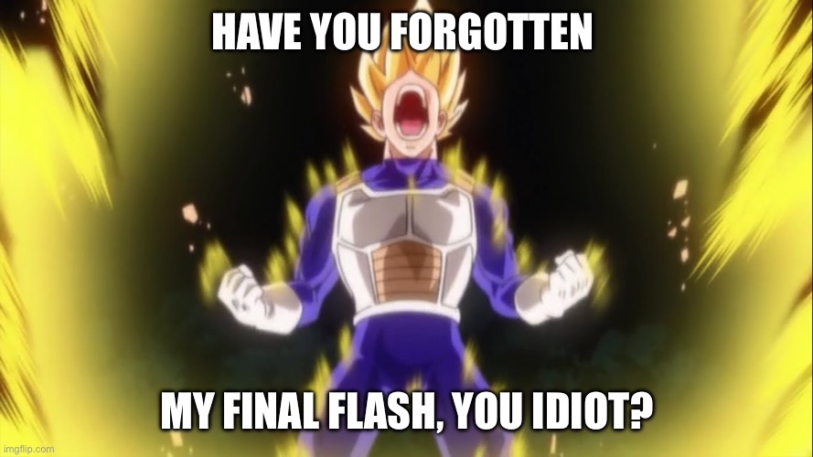 That's My Bulma!!! | HAVE YOU FORGOTTEN MY FINAL FLASH, YOU IDIOT? | image tagged in that's my bulma | made w/ Imgflip meme maker