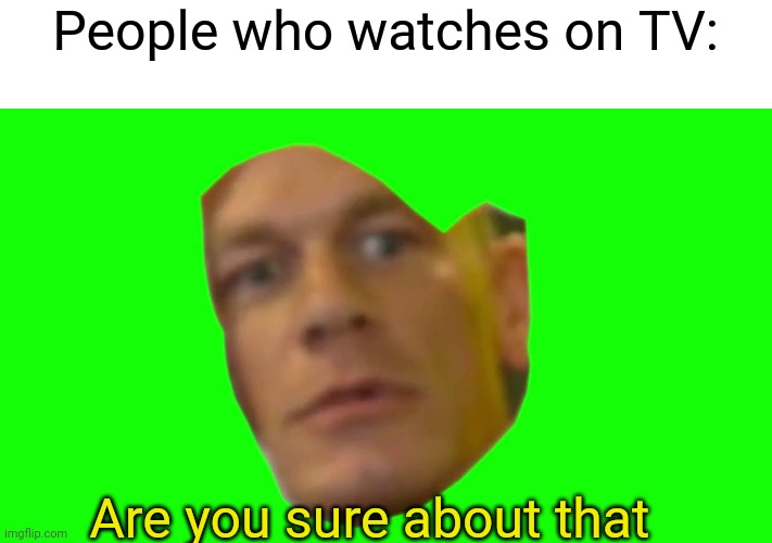 People who watches on TV: Are you sure about that | image tagged in are you sure about that cena | made w/ Imgflip meme maker