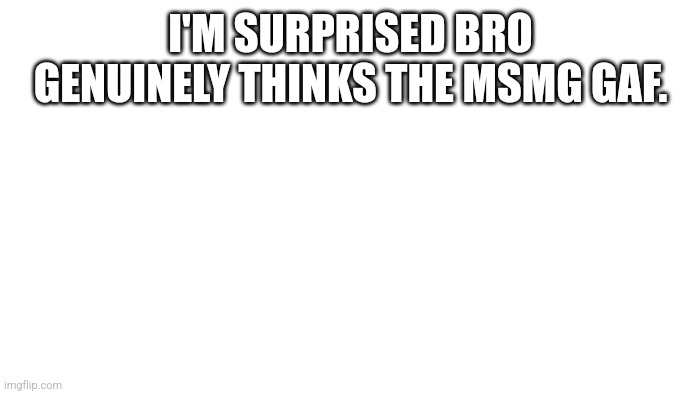 TRANSPARENT | I'M SURPRISED BRO GENUINELY THINKS THE MSMG GAF. | image tagged in transparent | made w/ Imgflip meme maker