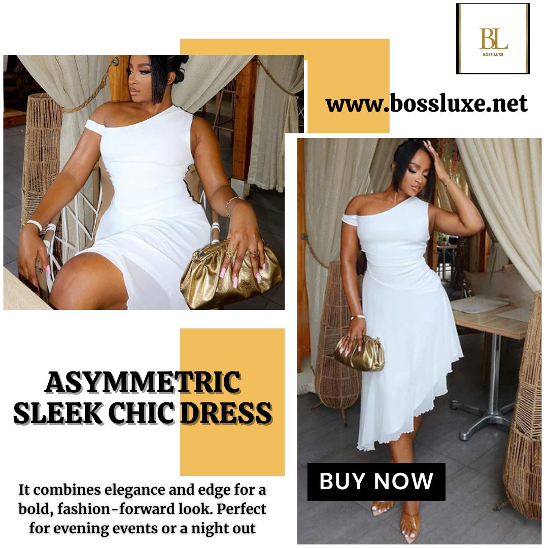 Asymmetric Sleek Chic Dress Blank Meme Template
