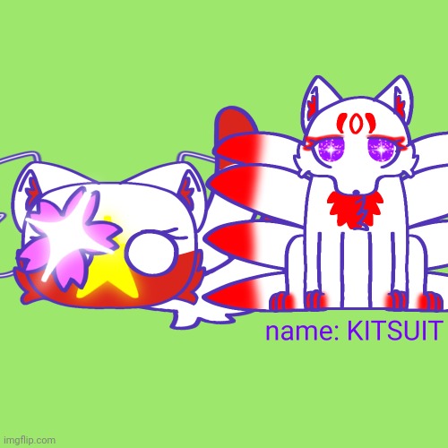 OliviaTheKitty Introducing Her Pet :3 | image tagged in countryballs,kitsune,mythology,ibispaint | made w/ Imgflip meme maker