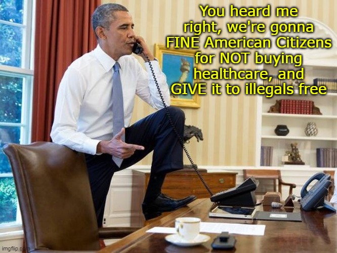 You heard me right, we're gonna FINE American Citizens for NOT buying healthcare, and GIVE it to illegals free | made w/ Imgflip meme maker