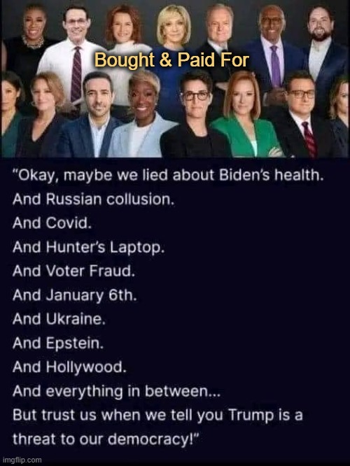 Disgusting Democrats | Bought & Paid For | image tagged in liberal media,biased media,fake news,liars,sheep | made w/ Imgflip meme maker