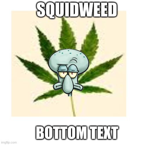 Squidweed | SQUIDWEED; BOTTOM TEXT | image tagged in spongebob,squidward,memes | made w/ Imgflip meme maker