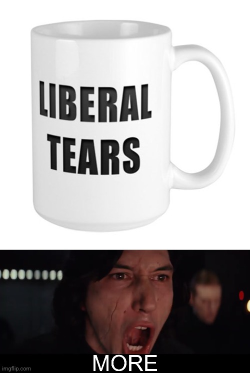 image tagged in liberal tears mug,kylo ren more | made w/ Imgflip meme maker