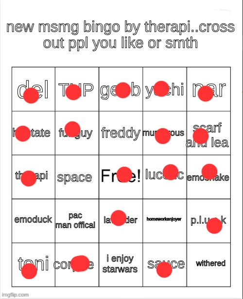 Therapi's msmg bingo | image tagged in therapi's msmg bingo | made w/ Imgflip meme maker