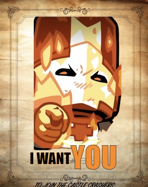 Orange knight recruitment poster Blank Meme Template