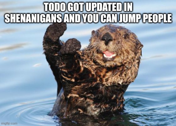 The things I could do | TODO GOT UPDATED IN SHENANIGANS AND YOU CAN JUMP PEOPLE | image tagged in otter celebration | made w/ Imgflip meme maker