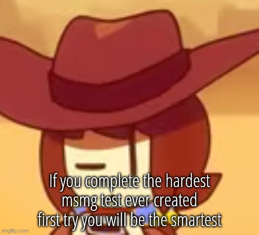 eyebrow | If you complete the hardest msmg test ever created first try you will be the smartest | image tagged in eyebrow | made w/ Imgflip meme maker