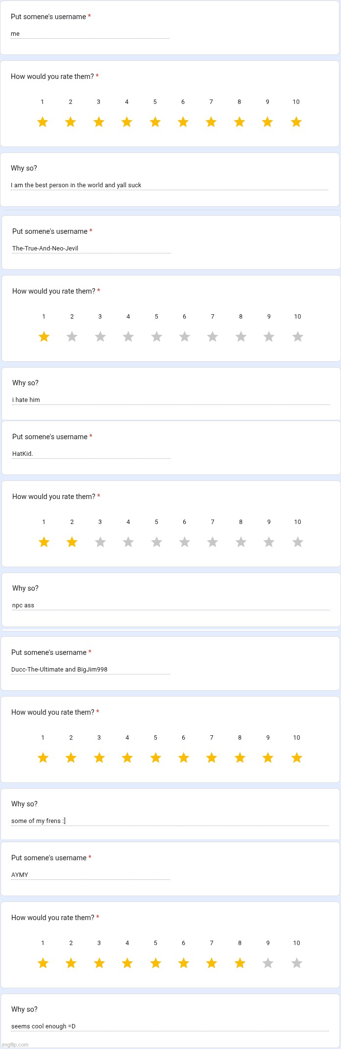some of the newer responses I forgor to post | made w/ Imgflip meme maker