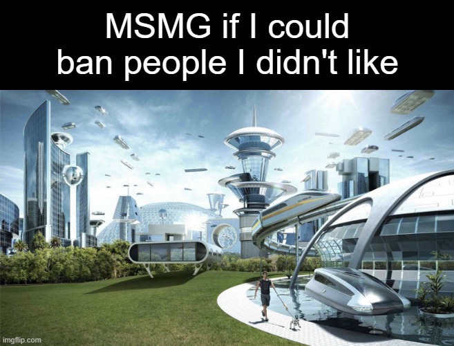 The future world if | MSMG if I could ban people I didn't like | image tagged in the future world if | made w/ Imgflip meme maker