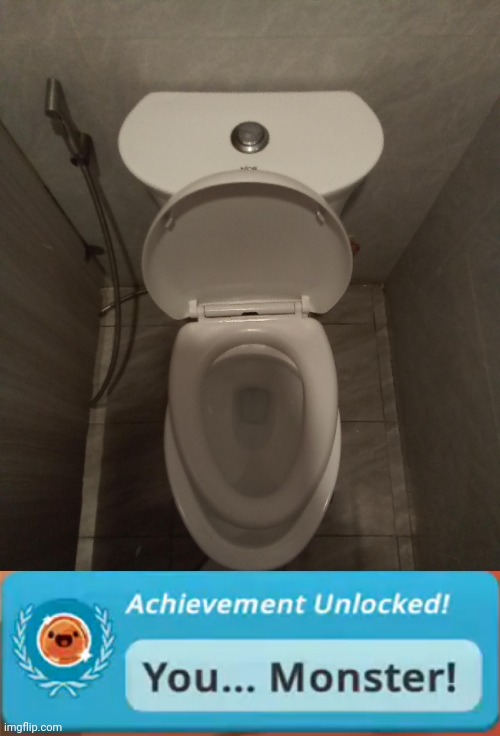 Toilet seat fail | image tagged in achievement unlocked you monster,toilet seat,toilet,toilets,you had one job,memes | made w/ Imgflip meme maker