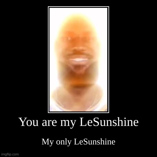 You are my LeSunshine | My only LeSunshine | image tagged in funny,demotivationals | made w/ Imgflip demotivational maker