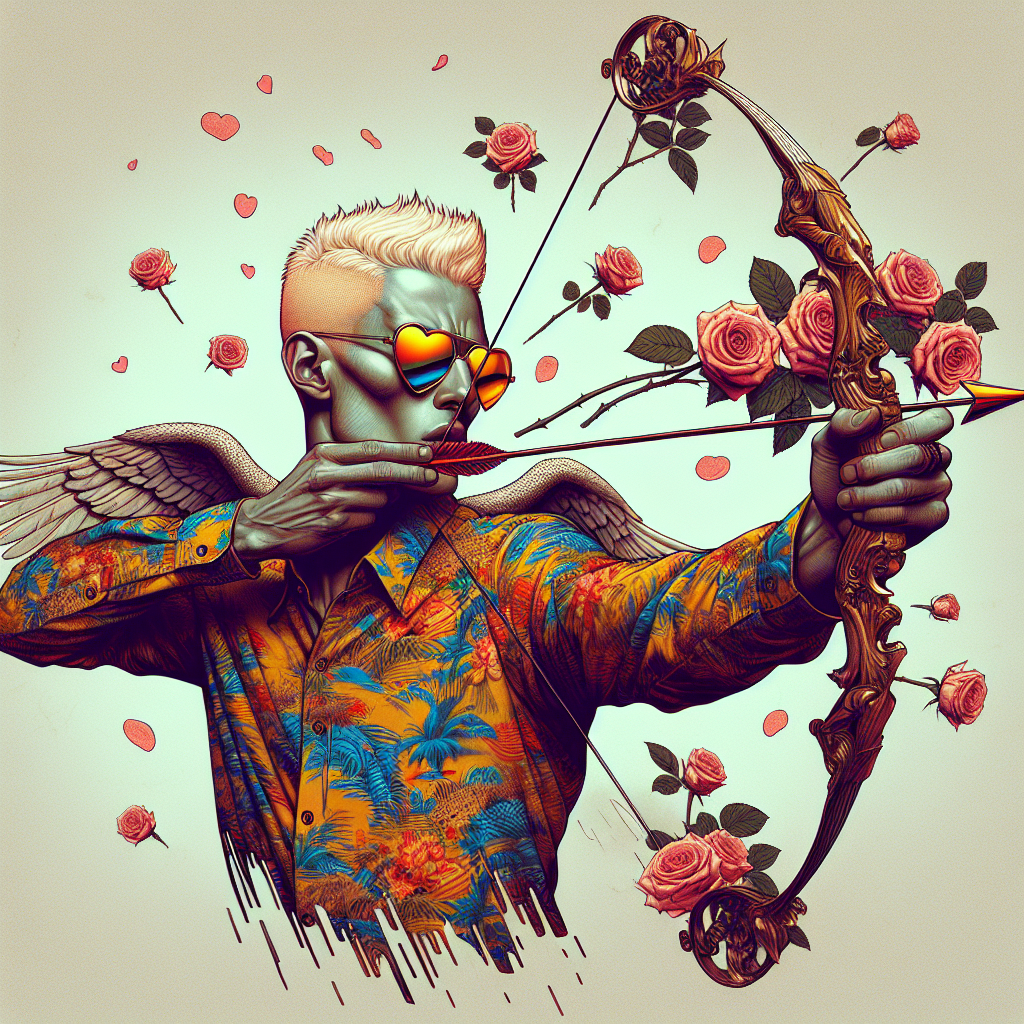 Cupid blowing kisses at the person while shooting roses and wear Blank Meme Template