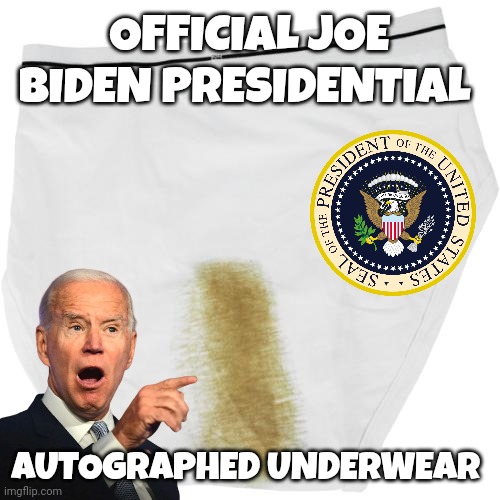 joe biden meme | OFFICIAL JOE BIDEN PRESIDENTIAL; AUTOGRAPHED UNDERWEAR | image tagged in president_joe_biden | made w/ Imgflip meme maker