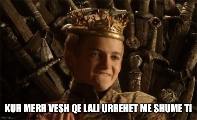 King Joffrey | KUR MERR VESH QE LALI URREHET ME SHUME TI | image tagged in king joffrey | made w/ Imgflip meme maker