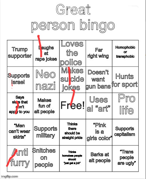 I support neither the israeli government nor hamas. I support the people effected by the war | image tagged in great person bingo | made w/ Imgflip meme maker