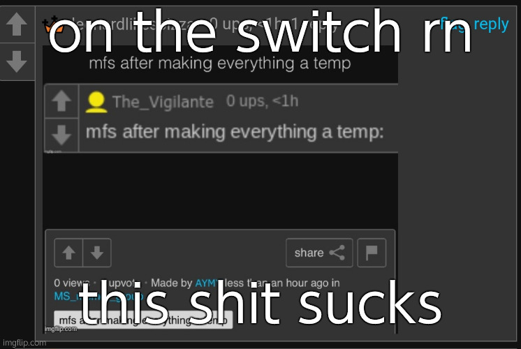 on the swithc rn, this shit sucks Blank Meme Template