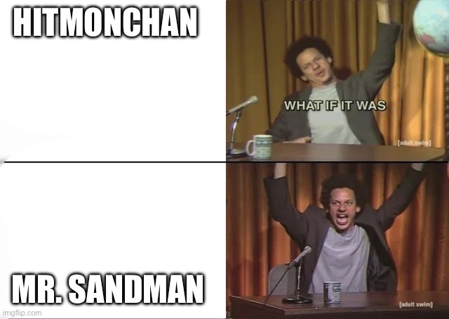 HITMONCHAN MR. SANDMAN | image tagged in what if it was purple | made w/ Imgflip meme maker