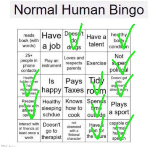 I'm a decent guy irl. | image tagged in normal human bingo | made w/ Imgflip meme maker