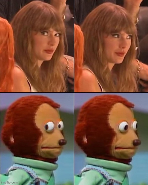 Swiftly Puppet | image tagged in monkey puppet,taylor swift | made w/ Imgflip meme maker