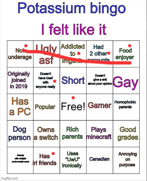 Potassium bingo v3 | image tagged in potassium bingo v3 | made w/ Imgflip meme maker