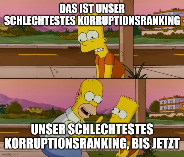 Simpsons so far | DAS IST UNSER SCHLECHTESTES KORRUPTIONSRANKING; UNSER SCHLECHTESTES KORRUPTIONSRANKING, BIS JETZT | image tagged in simpsons so far | made w/ Imgflip meme maker