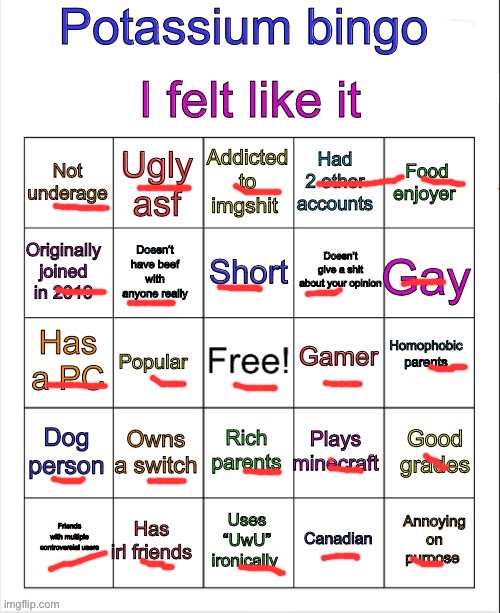 No way | image tagged in potassium bingo v3 | made w/ Imgflip meme maker